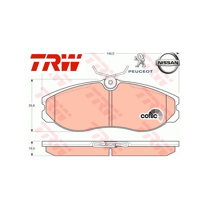 Jeu de 4 plaquettes de frein (plaquette de frein) TRW - GDB1113